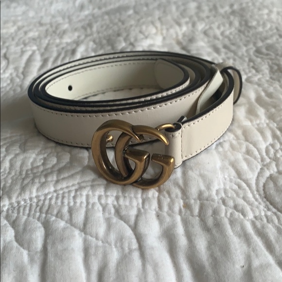 white thin gucci belt